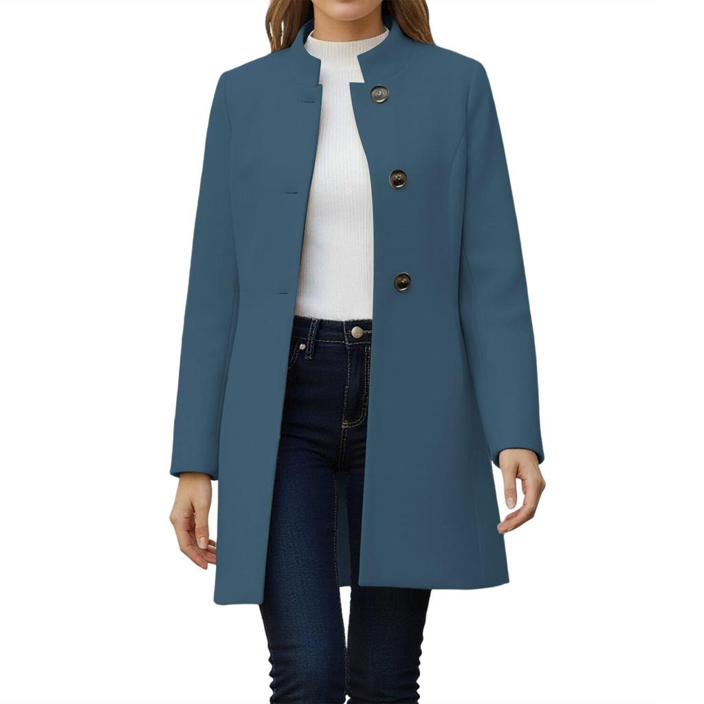Women's Fashionable Oversized Solid-Colour Fleece-Lined Long-Sleeved Coat
