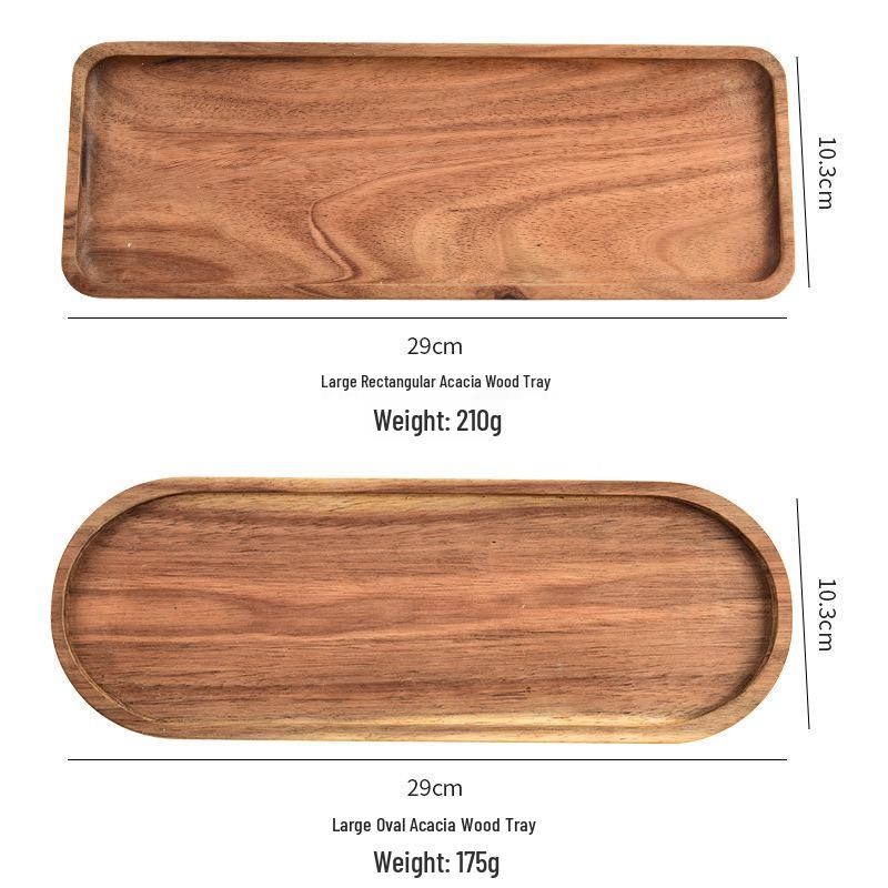 Akazienholz Tablett - Massivholz Kreativ Obst-, Kaffee-, Gebäck-, Melonenkerne-, Snack-Platte (Quadratisches & Ovales Design)
