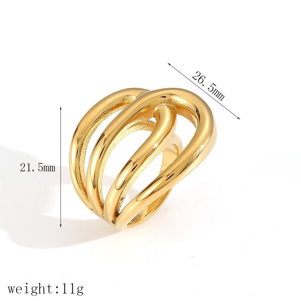 Stainless Steel Geometric Ring Collection With True Gold Finish For Trendy Ladies
