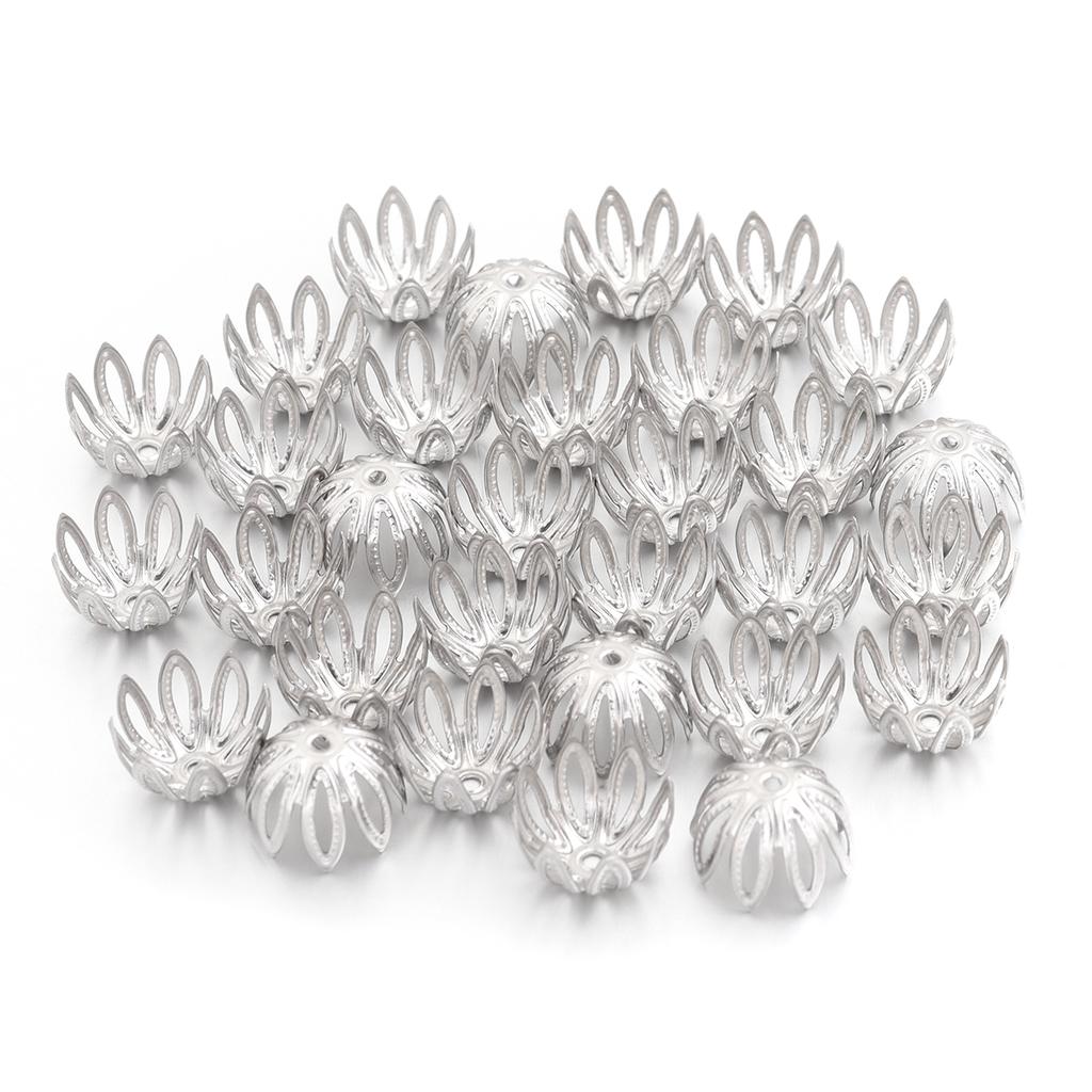 30pcs Vintage Stainless Steel Bead Caps Flower Bead End Caps For Jewelry Making DIY Necklace Bracelet Earrings Spacer Bead Caps