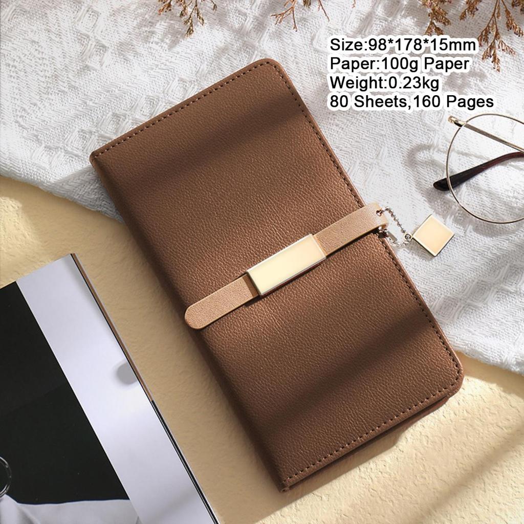 A6 litchi leather thickened student subject notebook, small buckle diary, pocket work notebook, business meeting record book, travel log