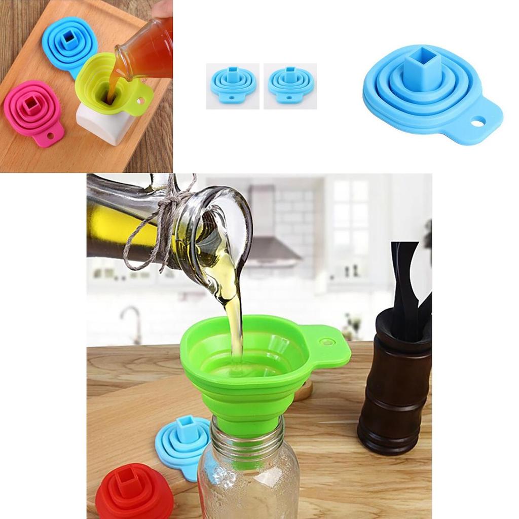 Durable Silicone Portable Retractable Funnels For Home Kitchen Convenient Storage