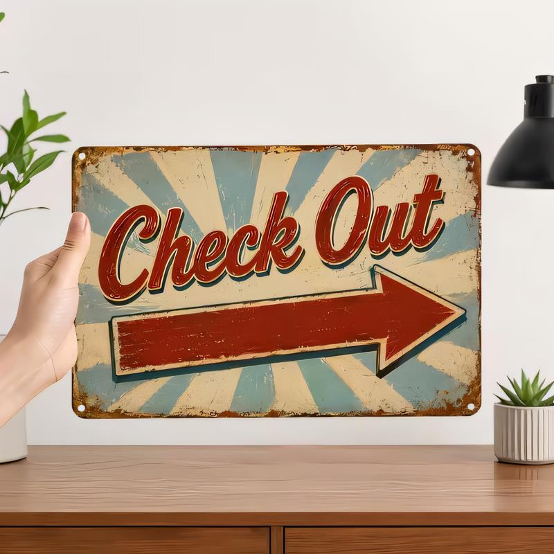 Tin Sign Check Out Vintage Beach Wall Plaque Metal Rustic Retro Shabby Chic Home Bar Garage Decor x Hanging Retro Poster