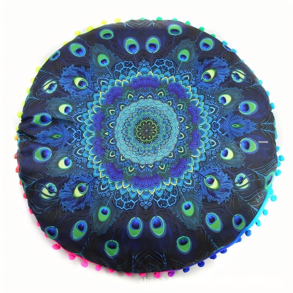 Bohemian 43cm/80cm Round Pillow Case Mandala Pattern Cushion Cover Indian Elephant Retro Meditation Floor Decorative Pillows