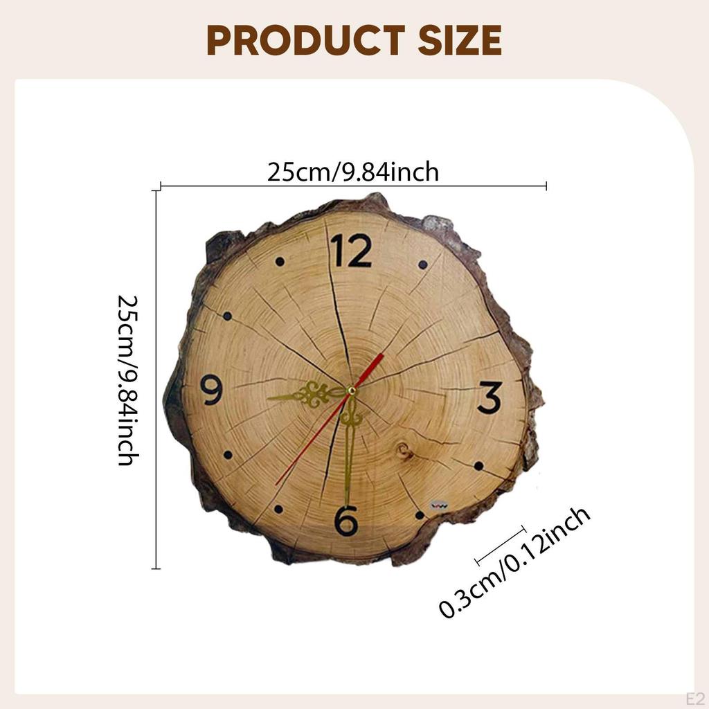 Rustic Wall Clock Made of [material Not Specified], Quiet, for Classrooms, Cafes,