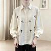 Women S Loose Fit Long Sleeve Polo Collar Embroidered Shirt Spring Plus Size
