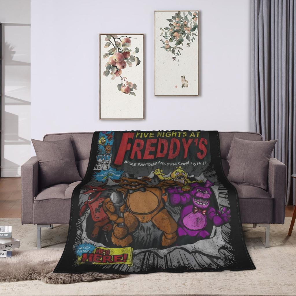 FNAF At Freddys Blanket Fleece Spring Autumn Multi-function Ultra-Soft Throw Blanket for Sofa Travel Bedding Throws