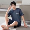 1011 New Men's Pajamas Summer Cotton Short Sleeve Shorts Large Size Thin Loose Casual Style Homewear Set