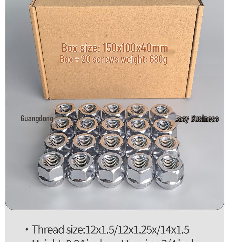 19mm Open-End Lug Nuts for Chevrolet GMC Silverado Sierra 14x1.5 & 12x1.5