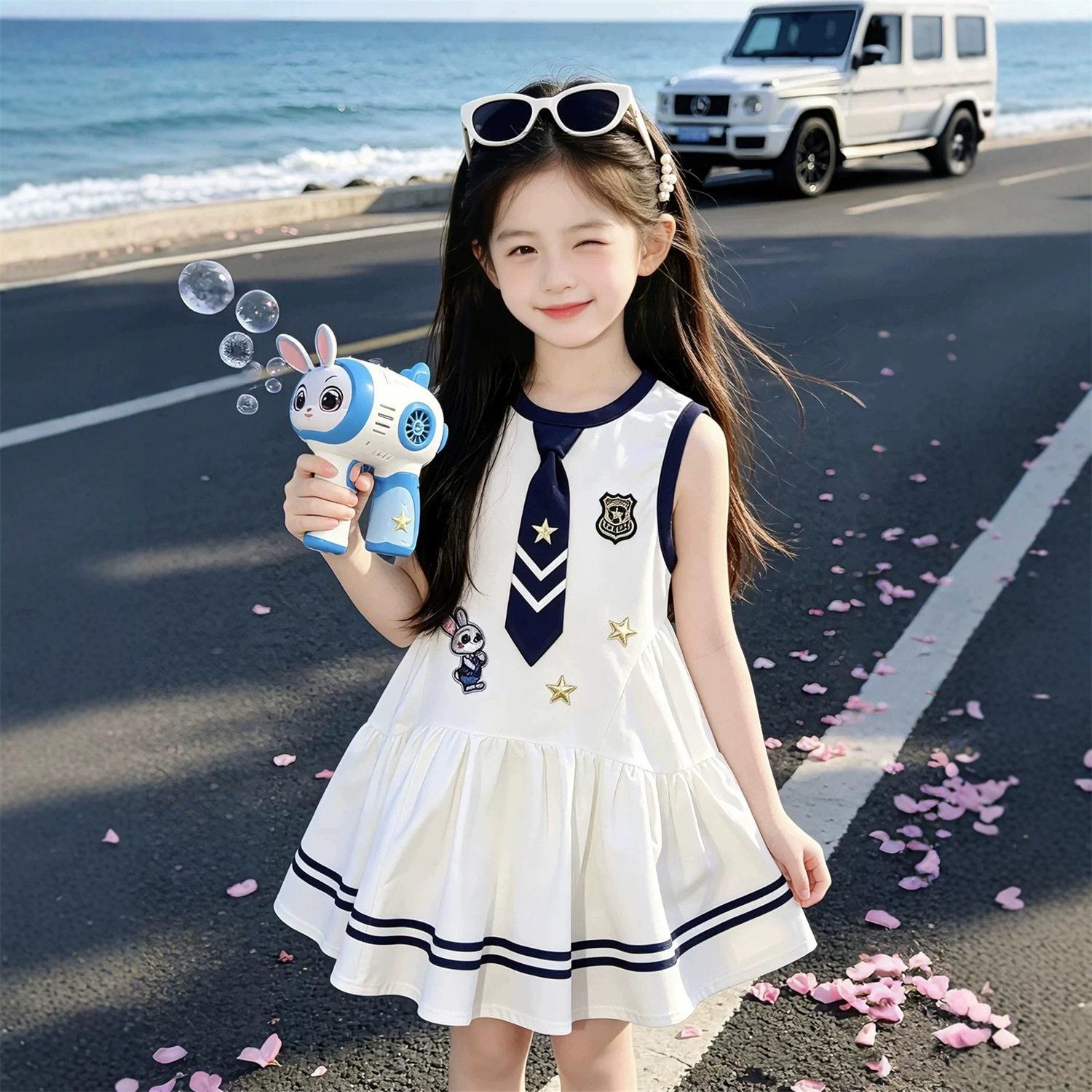 Girls Korean Style Sleeveless Cartoon Rabbit Dress 170 cm