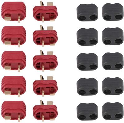 Juego de 5 Pares de Conectores Macho-Hembra T-Plug con Funda Protectora – Alta Calidad para Baterías LiPo RC