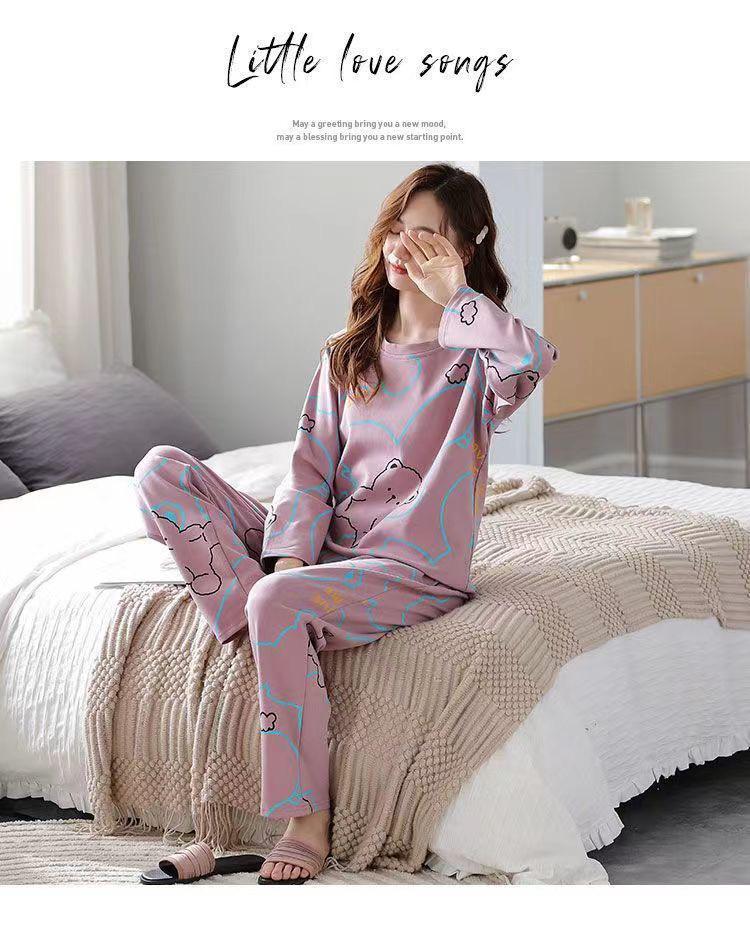 2024 Women's Cute Cartoon Pajamas Set: Spring Autumn Thermal Underwear, Plus Size Home Wear, Also Suitable for Outdoor Use