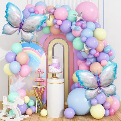 Conjunto de arco de guirlanda de balões com tema de borboleta, decoração para festa de aniversário de meninas e crianças