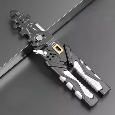 Pinza a levetta per elettricisti Pinza a becchi lunghi Pinza spelafili multifunzionale Tagliacavi Utensile manuale per crimpatura terminali