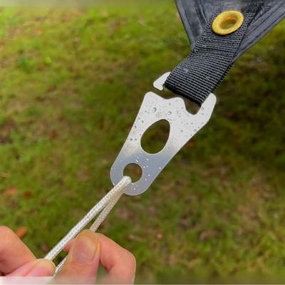 2Pcs Stainless Steel Camp Cord Tightener Quick Knot Buckle Adjustable Rope Carabiner Clip Heavy Duty Durable