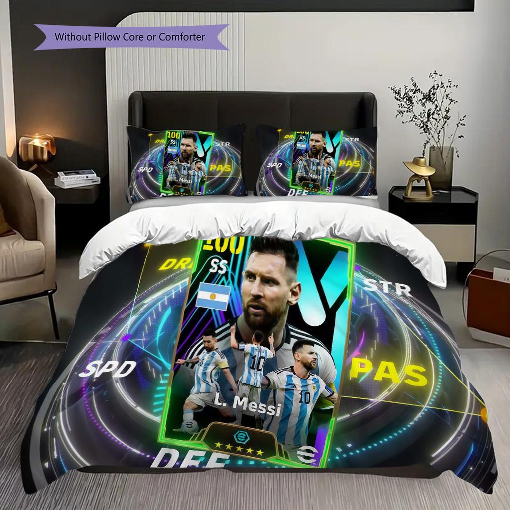 Ronaldos Legacy Football Three-piece set (1 * duvet cover + 2 * pillowcase, without core) 2D Flat Duvet cover and pillowcase Soft and comfortable