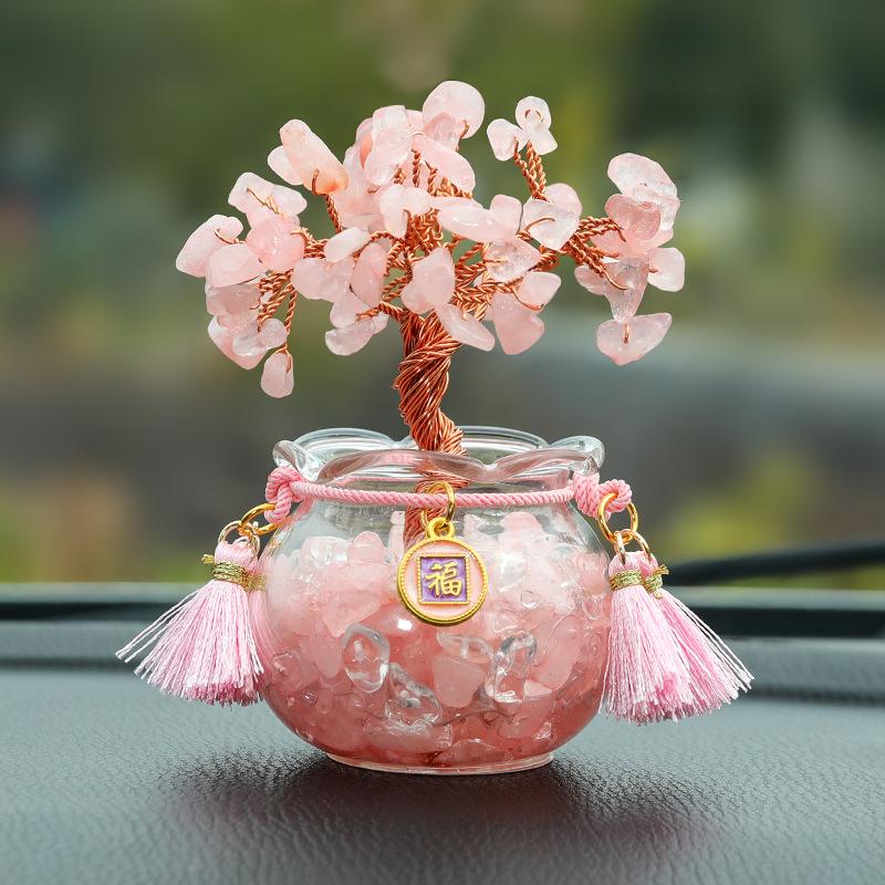 Crystal Money Tree Car Decoration Set - Creative Car Interior Decor Item - Car Decoration Matching Set
