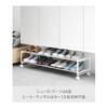 Yamazaki Jitsugyo 1624 Pull-Out Shoe Rack with Casters, 2 Tiers, White W83.5 x D27.5 x H20.7cm (Including Casters) Tower Shoe Rack Bottom Storage