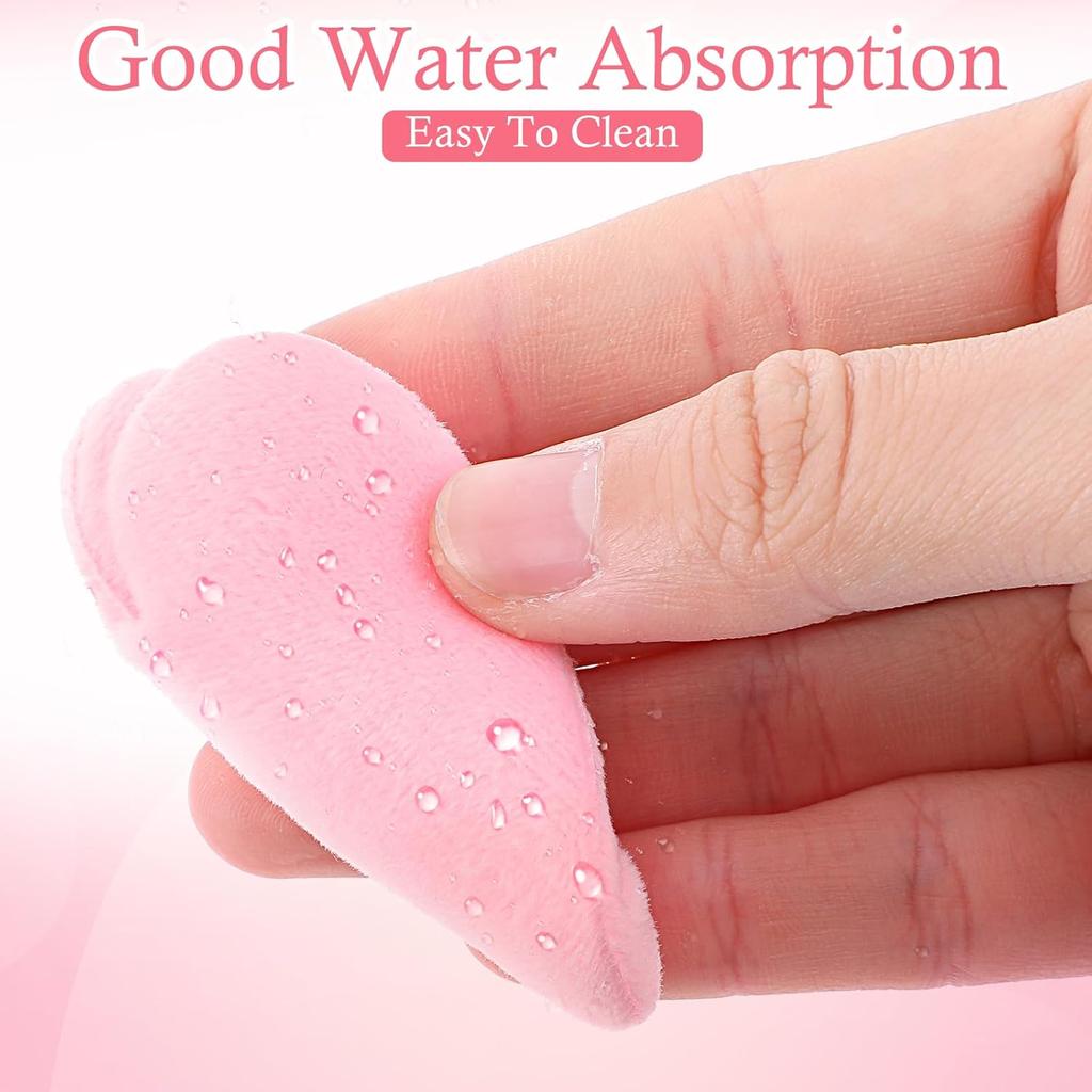 12Pcs Pink Face Powder Puff, Heart Shaped Loose Powder Puffs for Applying Face, Normal Size Soft Reusable Velour Makeup Setting Tool for Women