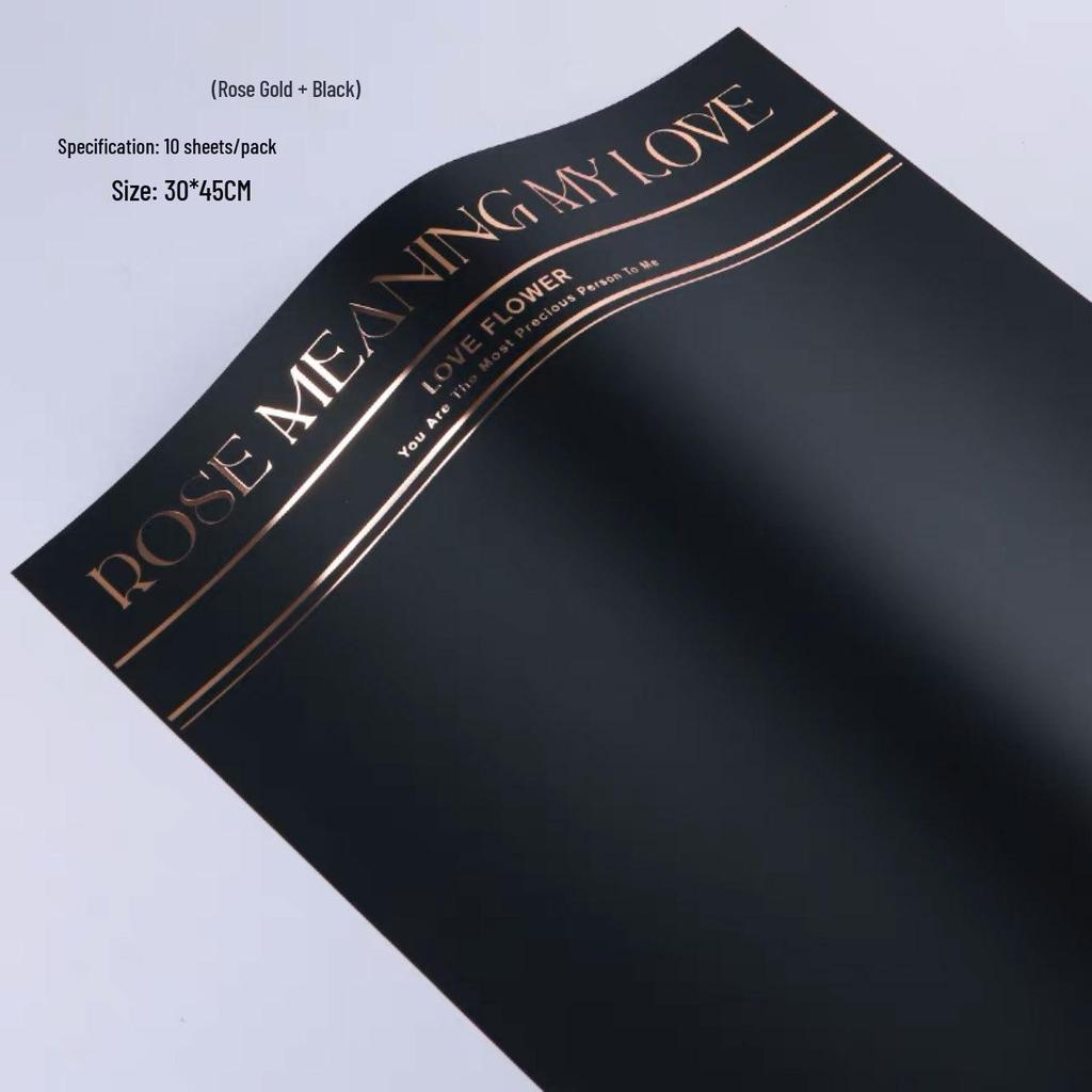 English Hot Stamping Waterproof Bouquet Wrapping Paper for DIY Floral Packaging.