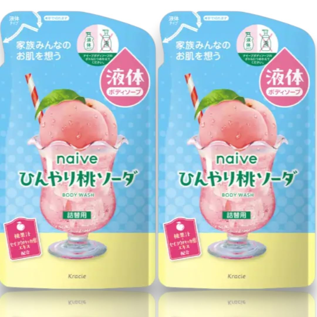 

n a i v e Cool Peach Soda Liquid Body Soap Refill 360ml x 2 Summer Limited Edition Peach Soda Scent