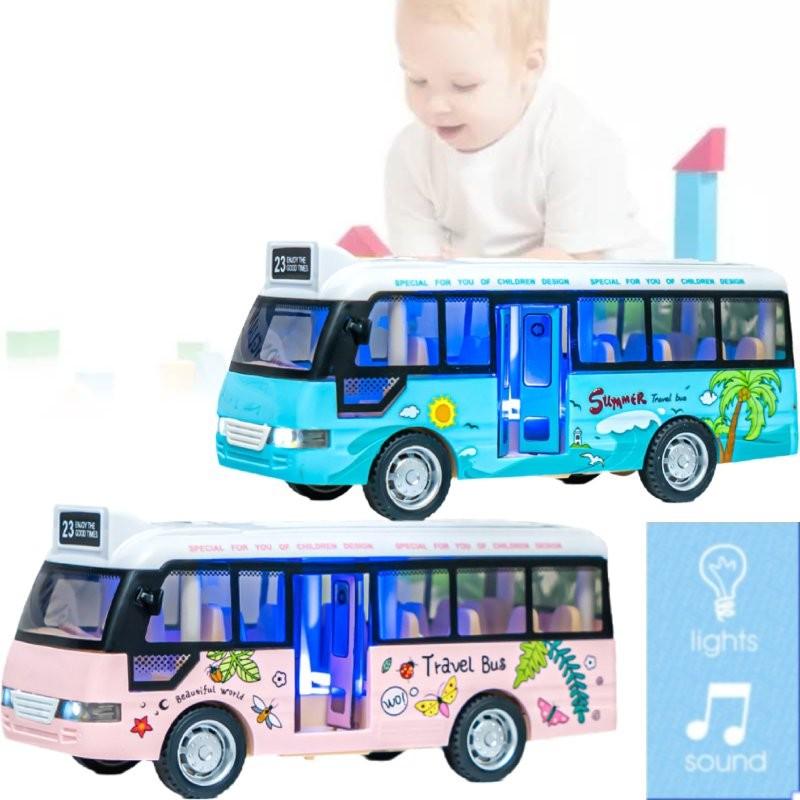 Vibrant Plastic Inertia Bus Toy With Flashing Lights And Music For Boys And Girls