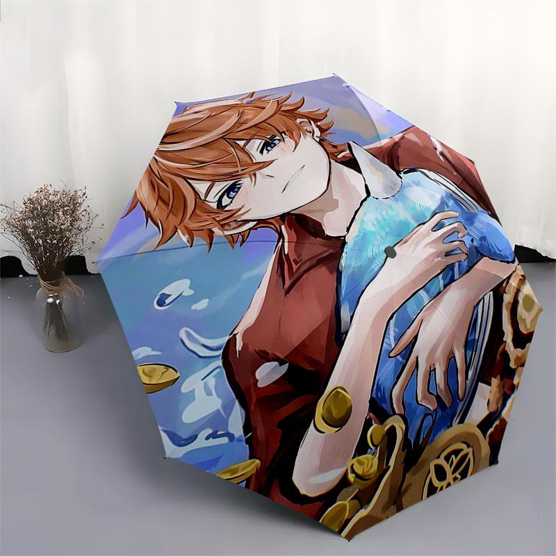 1 Stück Outdoor-Regenschirm mit Anime-Charakter-Design - Automatisches Öffnen/Schließen, Tragbares 3-fach faltbares Design, 8-Speichen-Eisenrahmen - Perfektes Geschenk für Fans,