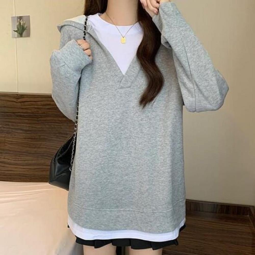 Navava Women Loose FiT Color Two In One Long Sleeve T shirT nT2218