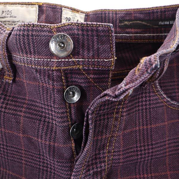 PT05 Glen Check Cropped Pants W28 Pink Button Fly Men's Used