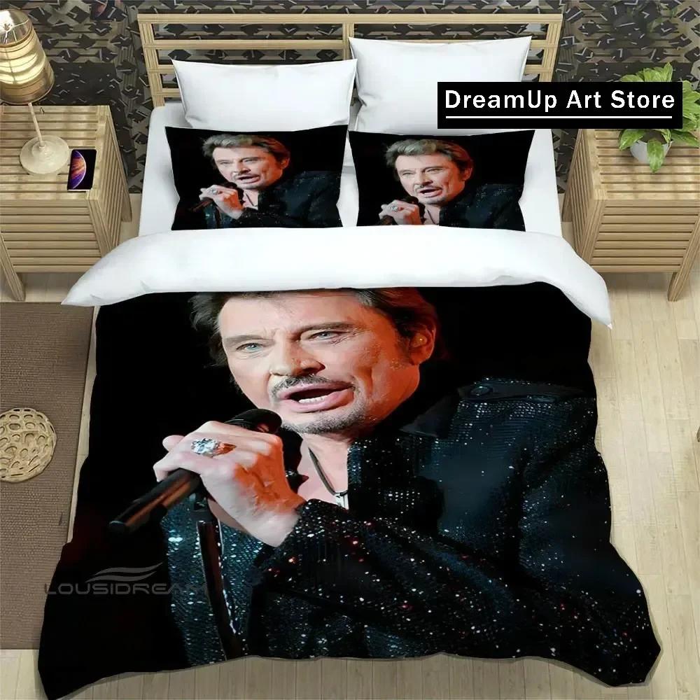rock star Johnny Hallyday Bedding Set Boys Girls Twin Queen King Size Duvet Cover Pillowcase Bed boys Adult Bedroom