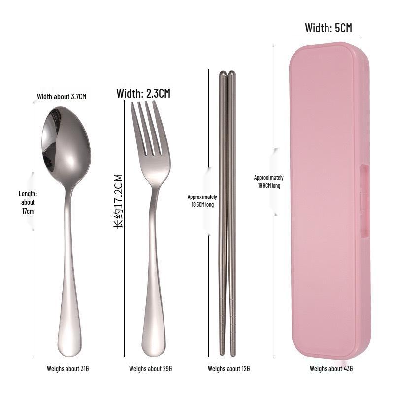Portable Stainless Steel Cutlery Set: Fork, Spoon & Chopsticks - Ideal for Students & Outdoor Use