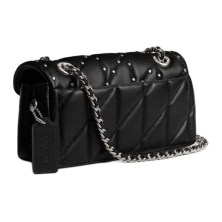 Coach Tabby 20 Studded Design Push Lock Closure Lambskin Leather Crossbody Shoulder Bag Small Women Bags Black CY813-LHBLK
