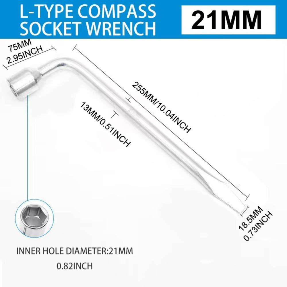 Repair Tool 17/19/21mm L Type Tire Wrench L Type Hexagonal Head Lug Wrench Socket End Spare Tire Wrench Car Repair