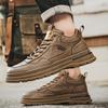 Neue Herrenschuhe PU-Leder Freizeitschuhe für Herren Mode Plateau-Sneakers Einfarbig Braun Herren Laufschuh Hombres Stiefeletten