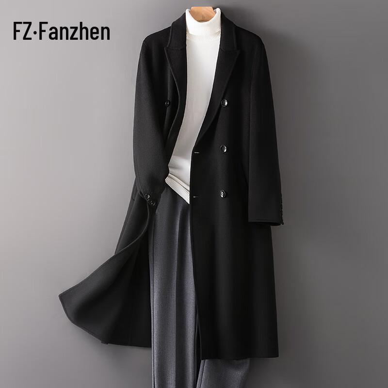 Fanzhen Men's 100% Wool Mid-Length Overcoat