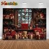 Mocsicka Christmas Fireplace Photography Background Home Xmas Tree Decoration Adult Children Photo Backdrop Holiday Party Banner5