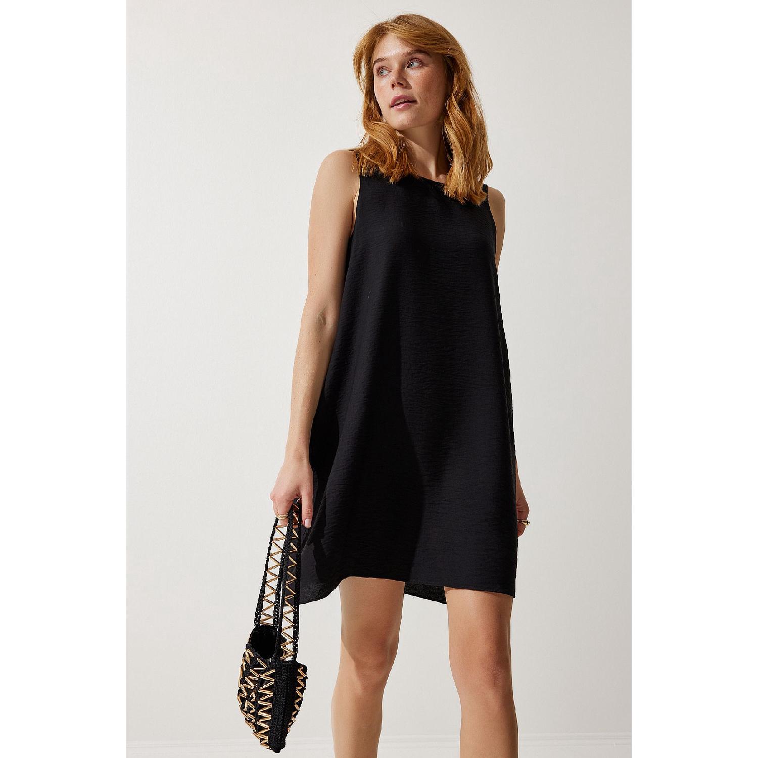

Women s Black Sleeveless Linen Viscose A-line Dress Jh00005 36 фиолетовый