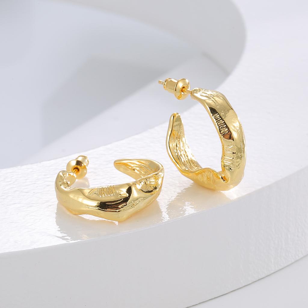 Earrings senior sense s925 silver needle fashion sense elegant personality ins pleated moon bud shape earrings