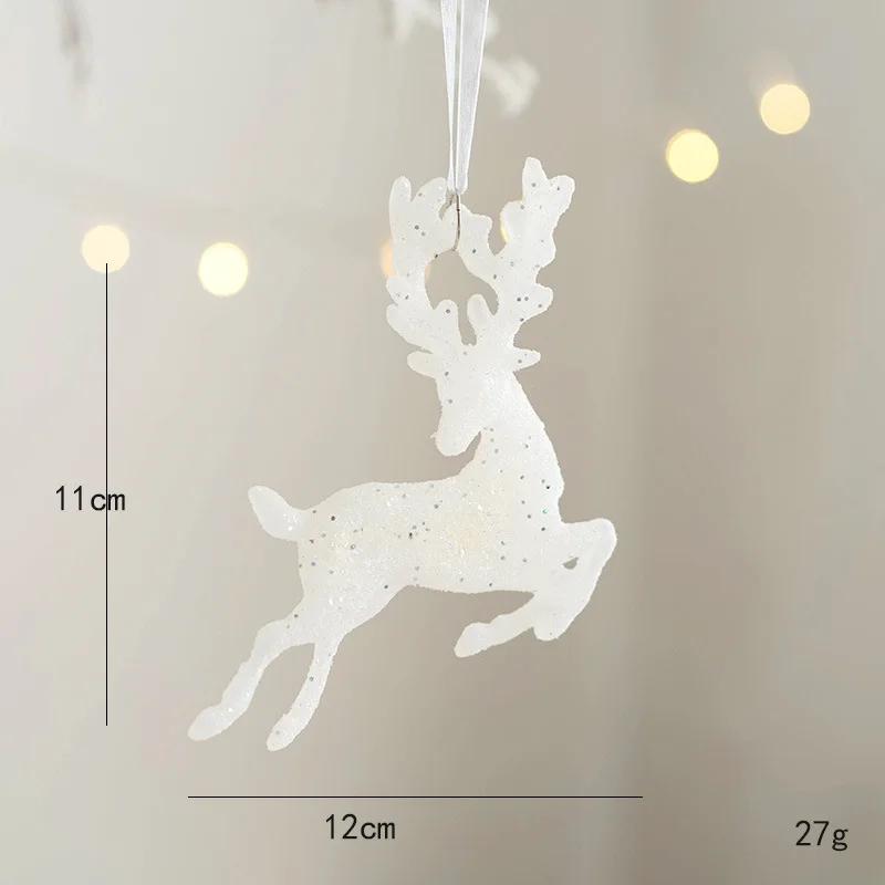 Christmas Tree Hanging Pendants Glitter White Deer Ornaments Xmas Elk  Christmas Decor for Home Kids Toy New