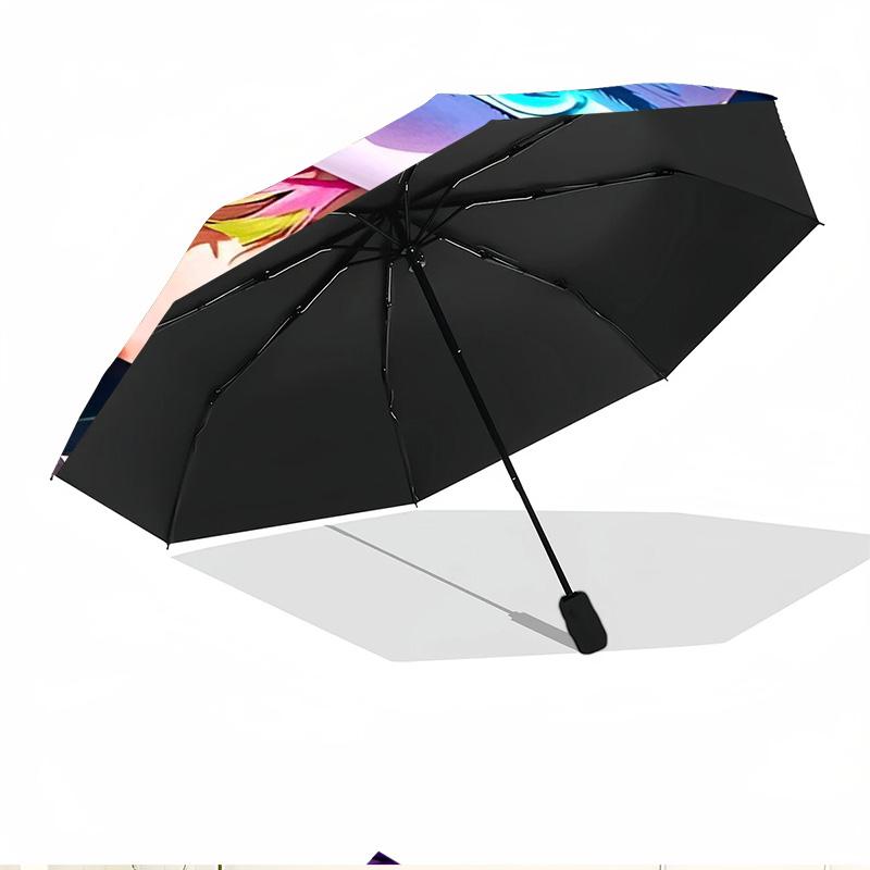 Parapluie Automatique Ouverture Fermeture Impression Demon Slayer, Parapluie Pliable Portable, pour les Trajets Extérieurs, les Voyages en Camping, Cadeau d'Anniversaire Idéal