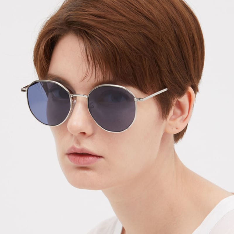 Oart Todd SILVER BLUE Square Metal Sunglasses
