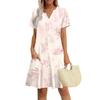 Women's Dress Casual V Neck Wedding Guest Dress Short Sleeve Fashion Beach Vacation Clothing
