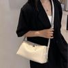 French Minimalist Lychee Grain Cowhide Crossbody Bag - Large Capacity with Adjustable Wide Shoulder Strap for Women