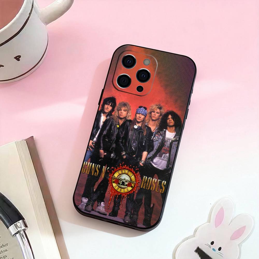 Band G-Guns N Roses    Phone Case For iPhone 17,16,15,14,13,12,11 Plus,Pro Max,Soft Silicone Black Cover