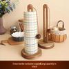 Solid Wood Countertop Paper Towel & Cling Film Holder – No-Drill; Includes Cloth Storage Rack