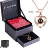 100 Languages Necklace Projection Crystal I Love You Peach Heart Pendant Rose Valentine's Day Gift