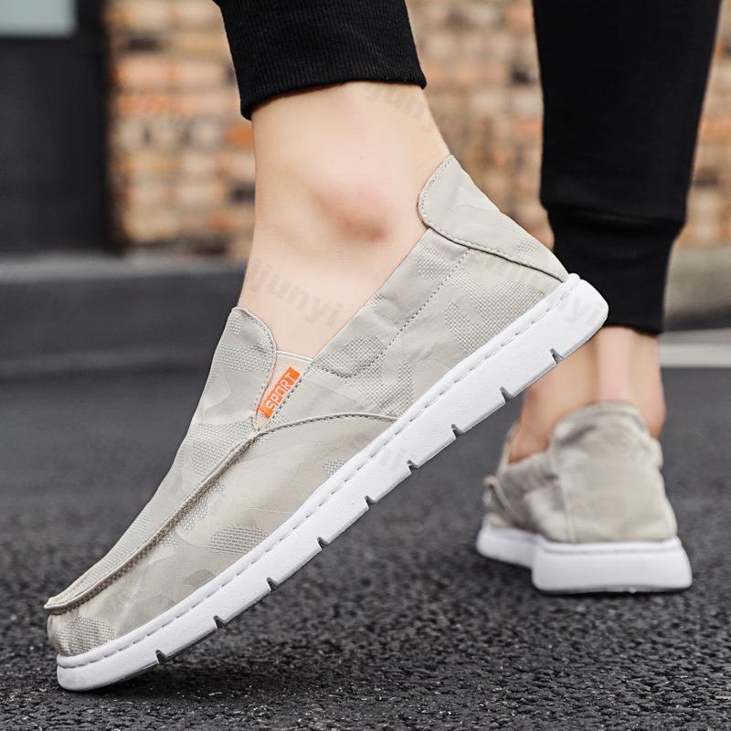 Men's Canvas Shoes Slip-On Autumn Breathable Driving Walking Low Cut Rubber Sole Flat Footwear Casual Comfortable Foot Cover
