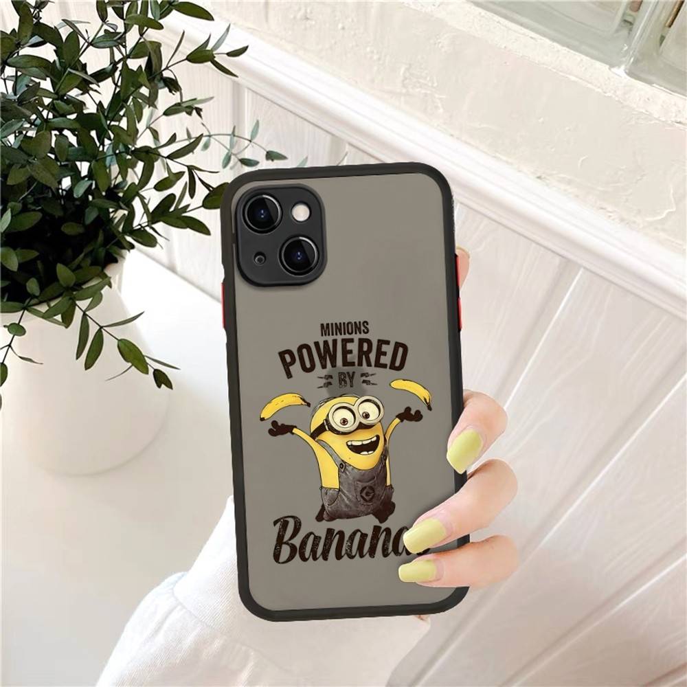 Cartoon Anime Yellow M-Minions Matte Translucent Phone Case For Iphone 16 ProMax 15 14 13 12 11 X XS PRO Plus