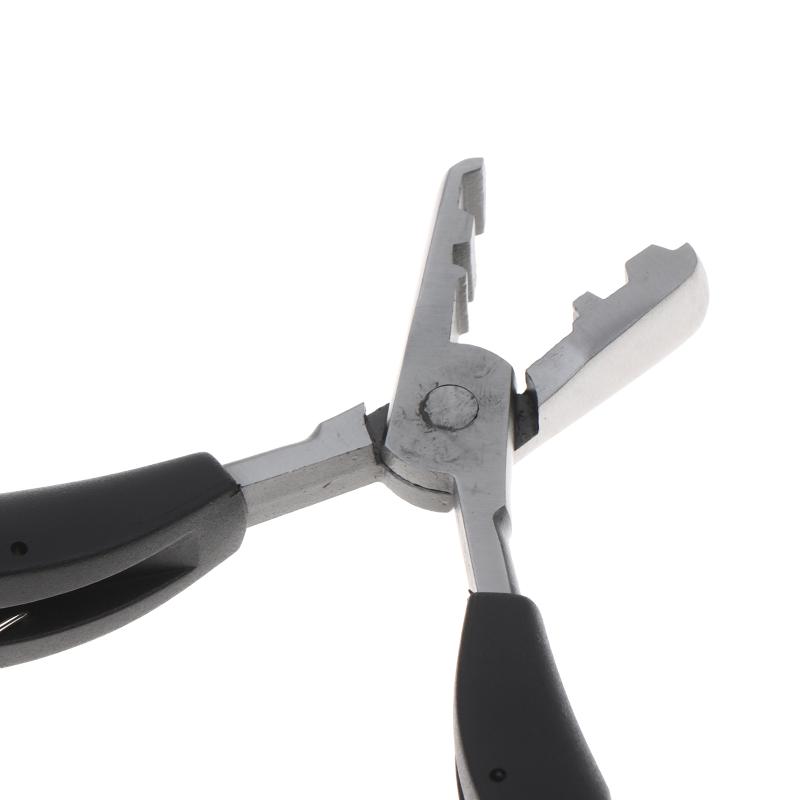 1 Pcs Black Handle Plier With Flat Grooves 3Mm And 5Mm Grooves Pre-Bonded Hair Extension Clamp