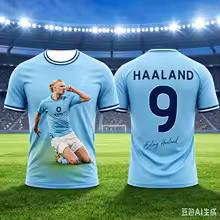 2026 Haaland No.9 Commemorative Soccer Football Jersey Fan Inspired 3D Print Portrait T-Shirt Unisex Short Sports Supporter Tee